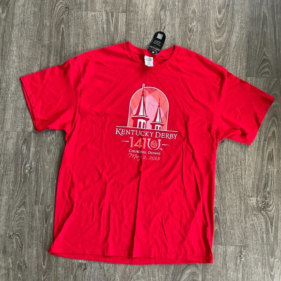 Official Kentucky Derby 141 Red Event Logo TShirt 2015  New With Tags